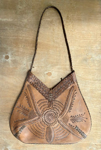 1970's Vintage hand-tooled leather bag - OOAK - Phoenix Menswear