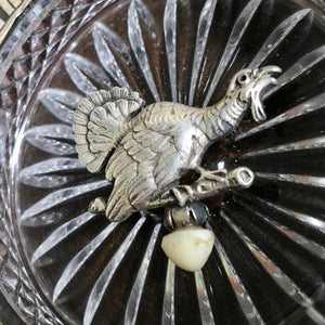 1930's Antique Charivari Hunting Trophy Austrian Pin Silver Turkey Deer (?) Tooth - OOAK - Phoenix Menswear