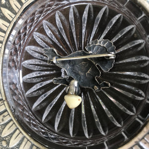 1930's Antique Charivari Hunting Trophy Austrian Pin Silver Turkey Deer (?) Tooth - OOAK - Phoenix Menswear