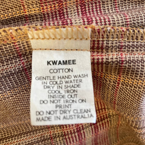 Francis by Kwamee Shirt Brown Red Check L/S Sz S - OOAK