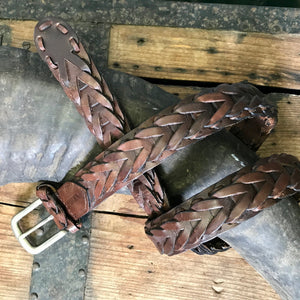 1970's Vintage Handcrafted Brown Leather Belt Sz M - OOAK - Phoenix Menswear