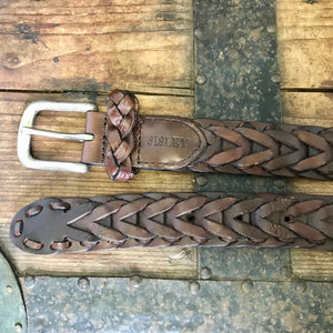 1970's Vintage Handcrafted Brown Leather Belt Sz M - OOAK - Phoenix Menswear