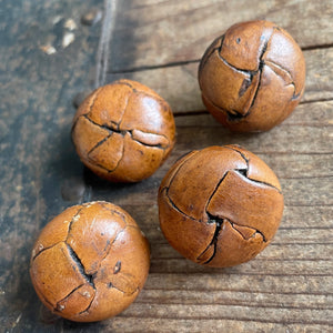 1930's Handmade Leather Buttons Set of 4 Tan Vintage Unique 2.5 cm/1 inch - OOAK - Phoenix Menswear