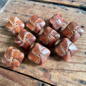 1930's Handmade Leather Buttons Set of 9 Tan Vintage Square Unique 2.2 cm-7/8 inch - OOAK - Phoenix Menswear