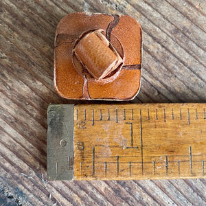 1930's Handmade Leather Buttons Set of 2 Tan Vintage Square Unique 2.2 cm-7/8 inch - OOAK - Phoenix Menswear