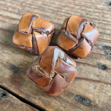 Load image into Gallery viewer, 1930&#39;s Handmade Leather Buttons Set of 3 Tan Vintage Square Unique 2.2 cm-7/8 inch - OOAK - Phoenix Menswear