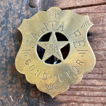 Load image into Gallery viewer, 1950s Vintage Brass Santa Fe Conductor&#39;s Pin Badge - OOAK - Phoenix Menswear