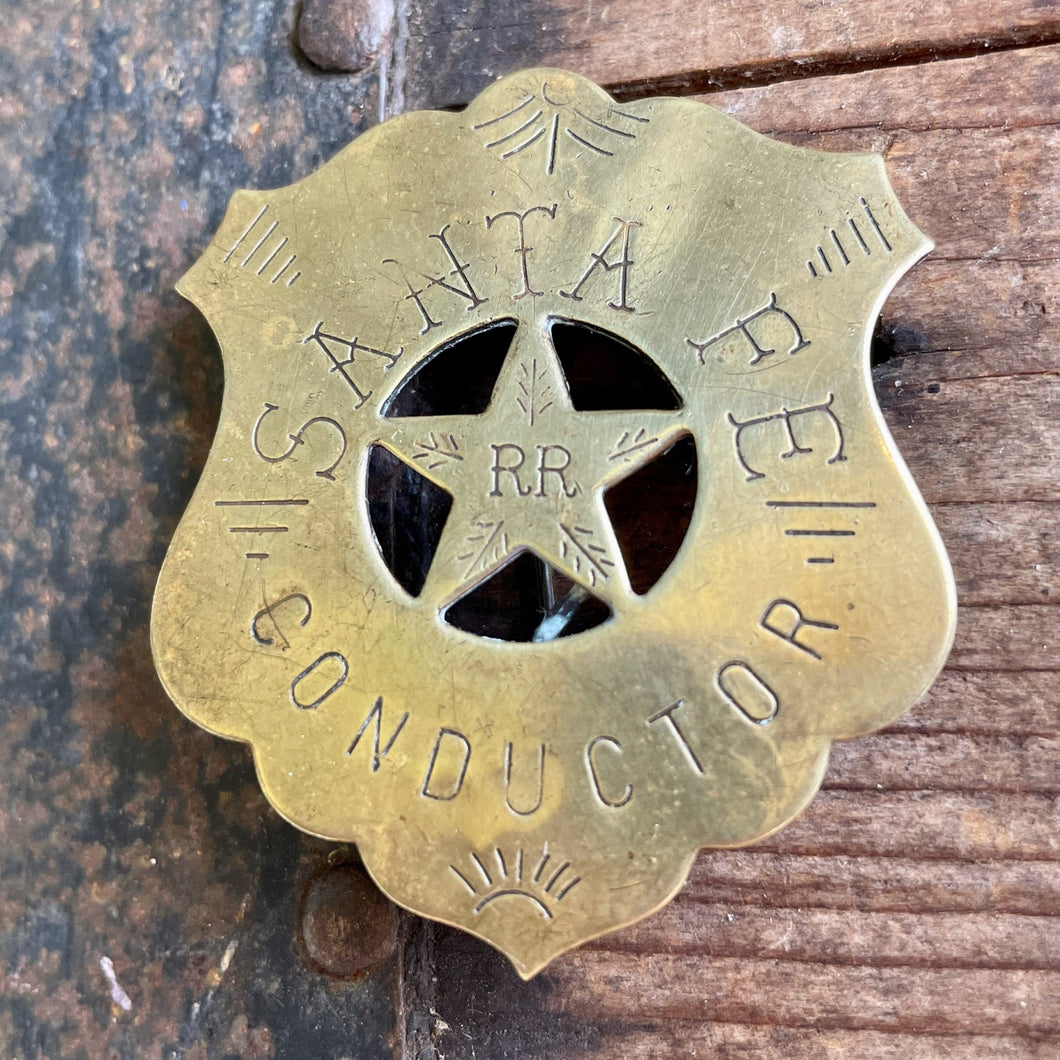 1950s Vintage Brass Santa Fe Conductor's Pin Badge - OOAK - Phoenix Menswear
