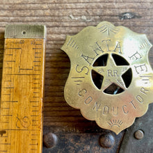 Load image into Gallery viewer, 1950s Vintage Brass Santa Fe Conductor&#39;s Pin Badge - OOAK - Phoenix Menswear