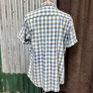 1980's Lee Cooper S/S Shirt Blue White Check Cotton Sz XL - OOAK - Phoenix Menswear