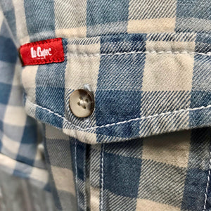 1980's Lee Cooper S/S Shirt Blue White Check Cotton Sz XL - OOAK - Phoenix Menswear