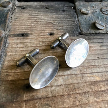Load image into Gallery viewer, 1970&#39;s Vintage Cufflinks Oval Silver Stamped - OOAK - Phoenix Menswear