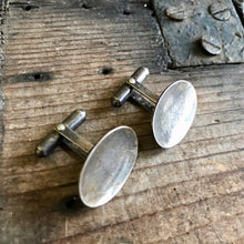 Load image into Gallery viewer, 1970&#39;s Vintage Cufflinks Oval Silver Stamped - OOAK - Phoenix Menswear