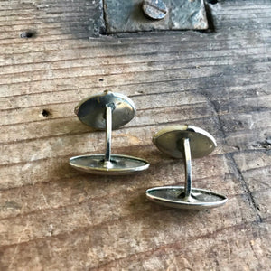 1970's Vintage Cufflinks Oval Silver & Pearl - OOAK - Phoenix Menswear
