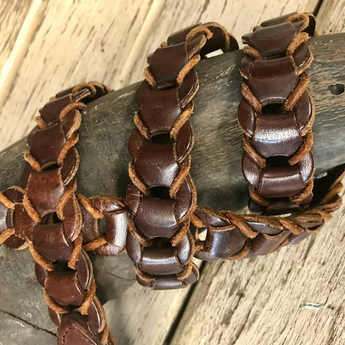 1970's Vintage Handcrafted Brown Leather Belt Sz M - OOAK - Phoenix Menswear