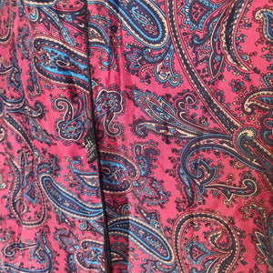 1960's Vintage Silk Ascot Cravat Neck Scarf Paisley Blue Burgundy - OOAK - Phoenix Menswear