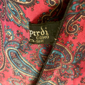 1960's Vintage Silk Ascot Cravat Neck Scarf Paisley Blue Burgundy - OOAK - Phoenix Menswear