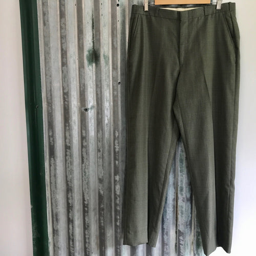 1970's Vintage Trousers Green Check Sz 34 - OOAK - Phoenix Menswear