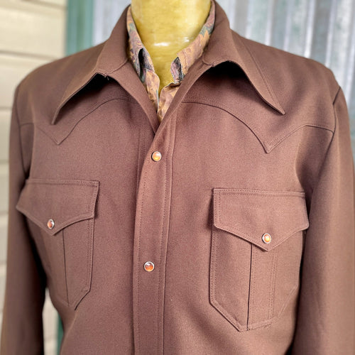 1970's Vintage Brown Safari Jacket Retro Pockets Sz XL - OOAK - Phoenix Menswear