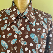Load image into Gallery viewer, 1970&#39;s Men&#39;s Paisley Brown Blue Print S/S Shirt Sz XL - OOAK - Phoenix Menswear