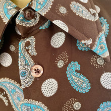 Load image into Gallery viewer, 1970&#39;s Men&#39;s Paisley Brown Blue Print S/S Shirt Sz XL - OOAK - Phoenix Menswear