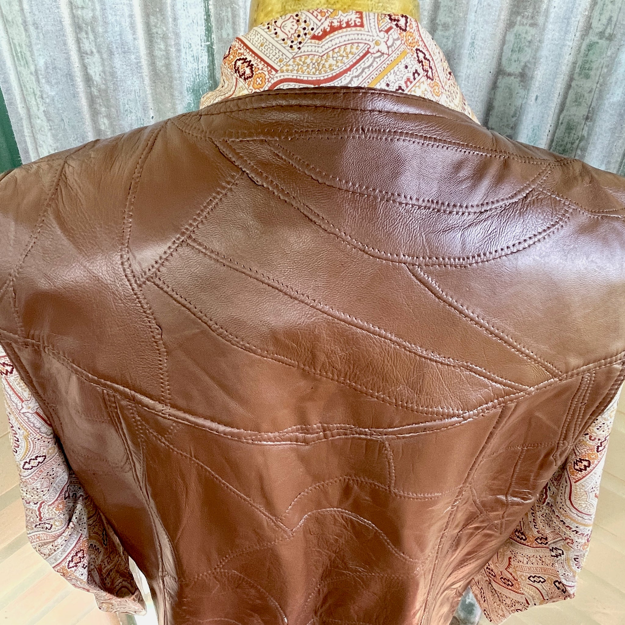 1970s Vintage Leather Patchwork Vest Brown Sz XXL - OOAK – Phoenix 