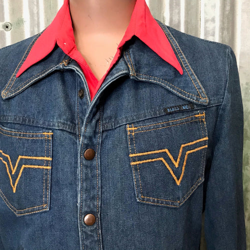 1970's Vintage Western Blue Denim Jacket Sz L - OOAK - Phoenix Menswear