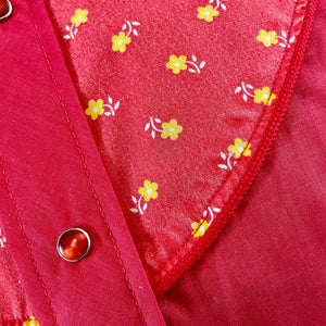 1970's Vintage Red Yellow Floral Western L/S Shirt Piping Pearl Snap Buttons Sz XL - OOAK - Phoenix Menswear