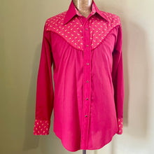 Load image into Gallery viewer, 1970&#39;s Vintage Red Yellow Floral Western L/S Shirt Piping Pearl Snap Buttons Sz XL - OOAK - Phoenix Menswear