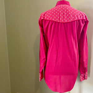 1970's Vintage Red Yellow Floral Western L/S Shirt Piping Pearl Snap Buttons Sz XL - OOAK - Phoenix Menswear