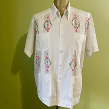 Load image into Gallery viewer, 1970s Vintage White Embroidered Floral Guayabera S/S Shirt Pockets Sz 3XL - OOAK - Phoenix Menswear