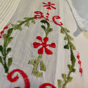 1970s Vintage White Embroidered Floral Guayabera S/S Shirt Pockets Sz 3XL - OOAK - Phoenix Menswear