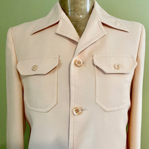 1970's Vintage Yellow Safari Jacket Retro Pockets Made in the USA Sz M - OOAK - Phoenix Menswear