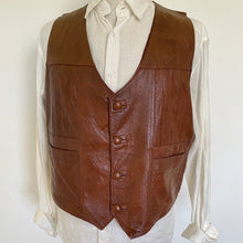 Load image into Gallery viewer, 1970s Vintage Leather Vest in Tan Sz XL - OOAK