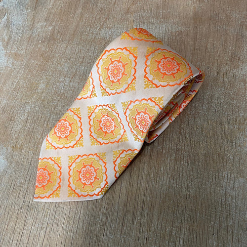 1970s Vintage Necktie in Iridescent Medallion Print - OOAK