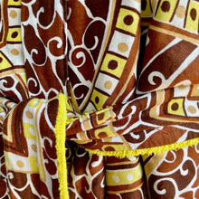 Load image into Gallery viewer, 1970&#39;s Groovy Vintage Gown Cotton Brown Patterned Yellow Towelling Lining Pockets One Size - OOAK - Phoenix Menswear