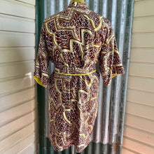 Load image into Gallery viewer, 1970&#39;s Groovy Vintage Gown Cotton Brown Patterned Yellow Towelling Lining Pockets One Size - OOAK - Phoenix Menswear