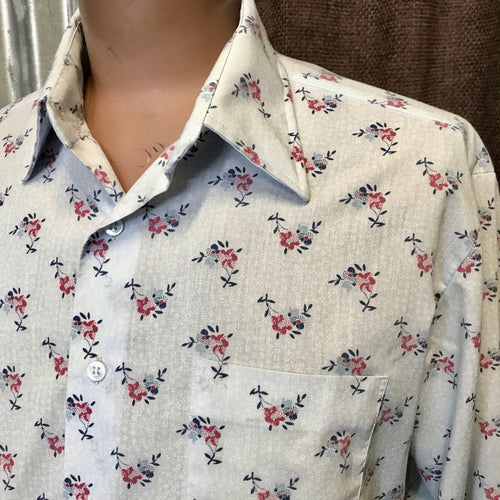 1970's Vintage Cotton Floral L/S Shirt Sz L - OOAK - Phoenix Menswear