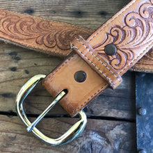 Load image into Gallery viewer, 1970&#39;s Vintage Leather Belt Flower Hippie Cowboy - Sz XXL - OOAK - Phoenix Menswear