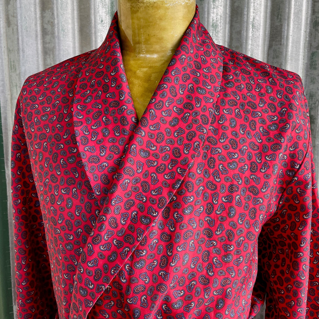 1970's Vintage Dressing Gown Smoking Jacket Burgundy Paisley Made in the UK Sz XL - OOAK - Phoenix Menswear