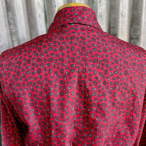 1970's Vintage Dressing Gown Smoking Jacket Burgundy Paisley Made in the UK Sz XL - OOAK - Phoenix Menswear