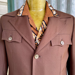1970's Vintage Brown Safari Jacket Retro Pockets KMart Sz M - OOAK - Phoenix Menswear