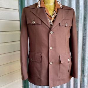 1970's Vintage Brown Safari Jacket Retro Pockets KMart Sz M - OOAK - Phoenix Menswear