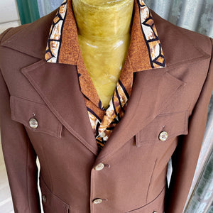 1970's Vintage Brown Safari Jacket Retro Pockets KMart Sz M - OOAK - Phoenix Menswear