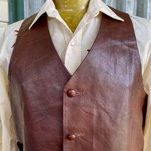 Load image into Gallery viewer, 1970s Vintage Leather Vest Brown Pockets Albuquerque USA Sz XL - OOAK - Phoenix Menswear