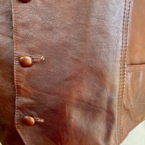 1970s Vintage Leather Vest Brown Pockets Albuquerque USA Sz XL - OOAK - Phoenix Menswear