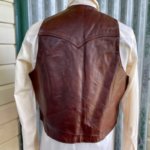 1970s Vintage Leather Vest Brown Pockets Albuquerque USA Sz XL - OOAK - Phoenix Menswear