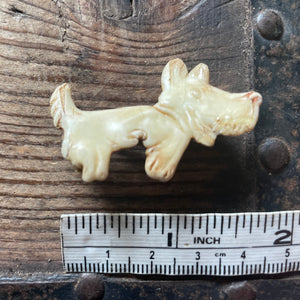 1960's Scotty Dog Brooch Pin Miniature Bone Coloured Resin - OOAK - Phoenix Menswear