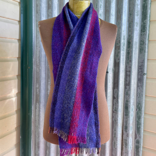 1960's Vintage Wool Scarf Made in Ireland Pink Purple Striped Unisex - OOAK - Phoenix Menswear
