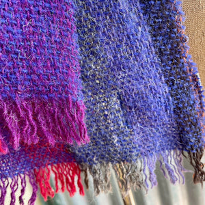 1960's Vintage Wool Scarf Made in Ireland Pink Purple Striped Unisex - OOAK - Phoenix Menswear